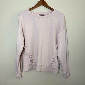 Abercrombie & Fitch Blush Pink Ruffle Sweatshirt Size Large Soft Crewneck